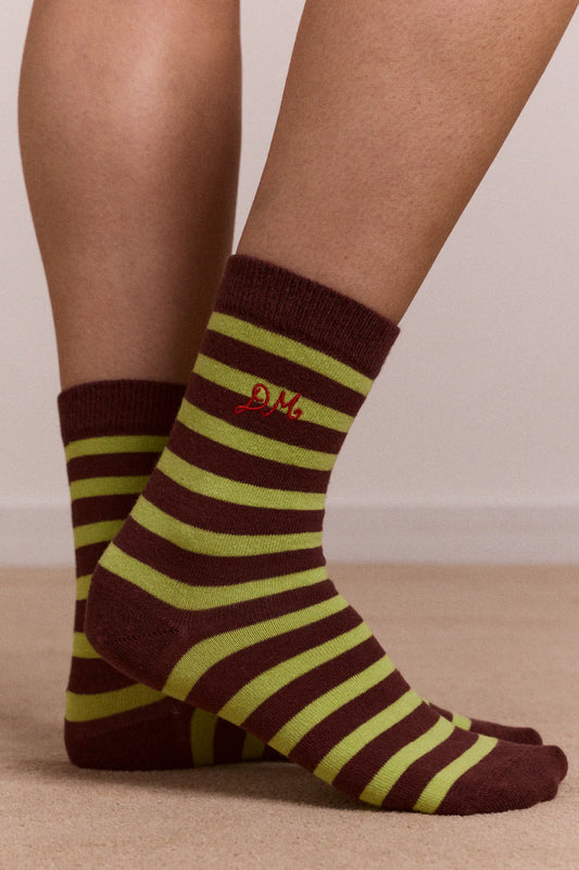 Damson Madder - Calf Length 2 Pack Socks, Choc & Avocado