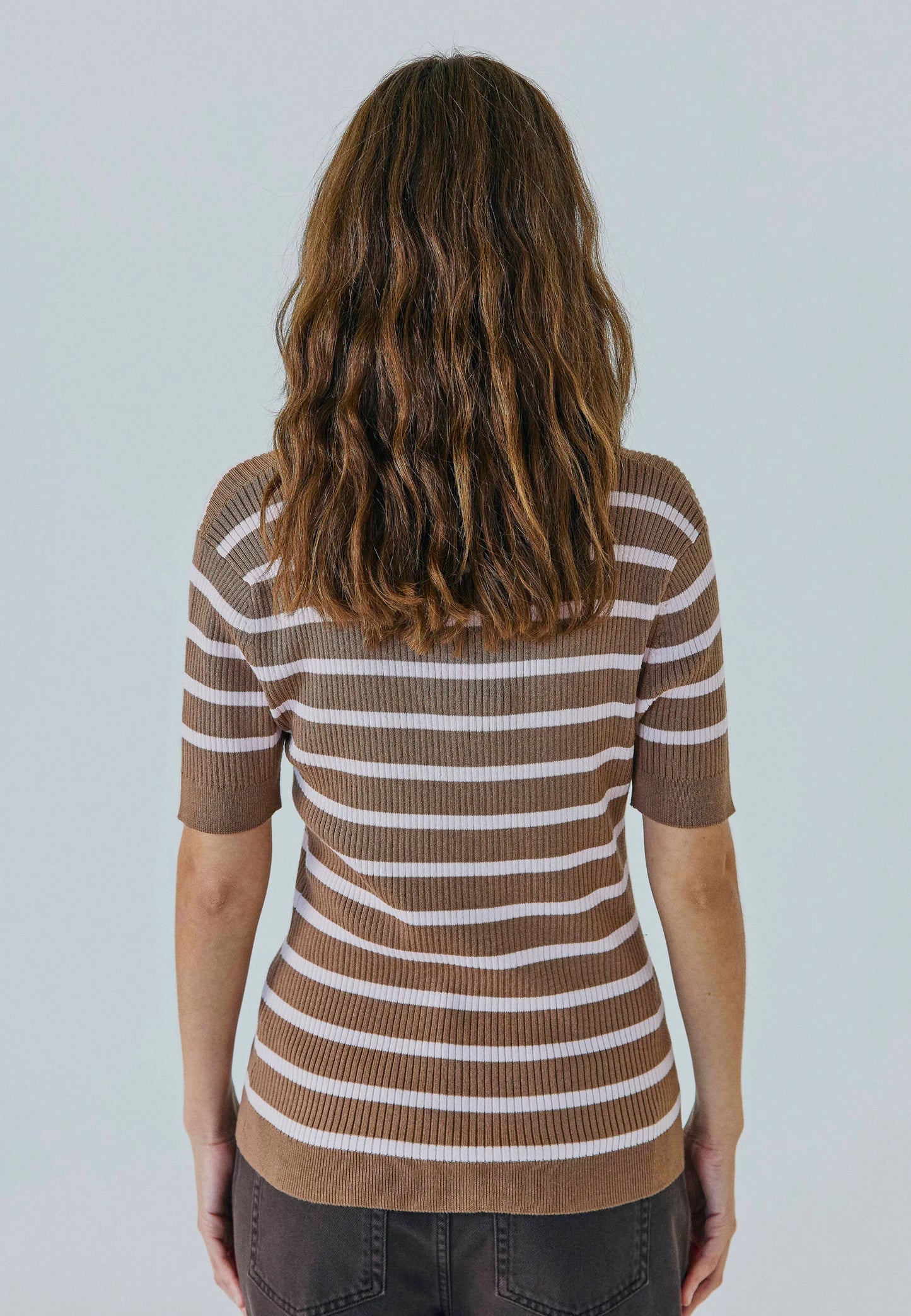NORR - Ena Knit Top, Bordeaux Stripe