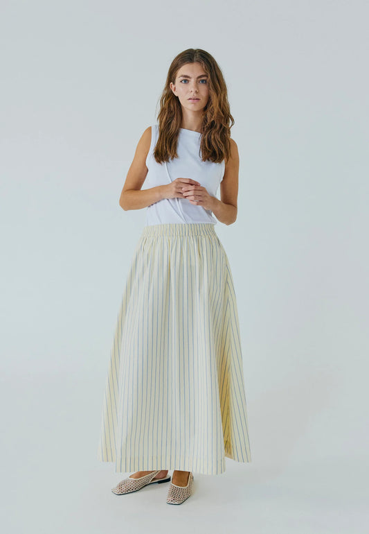 NORR - Frikka Maxi Skirt, Light Yellow Stripe