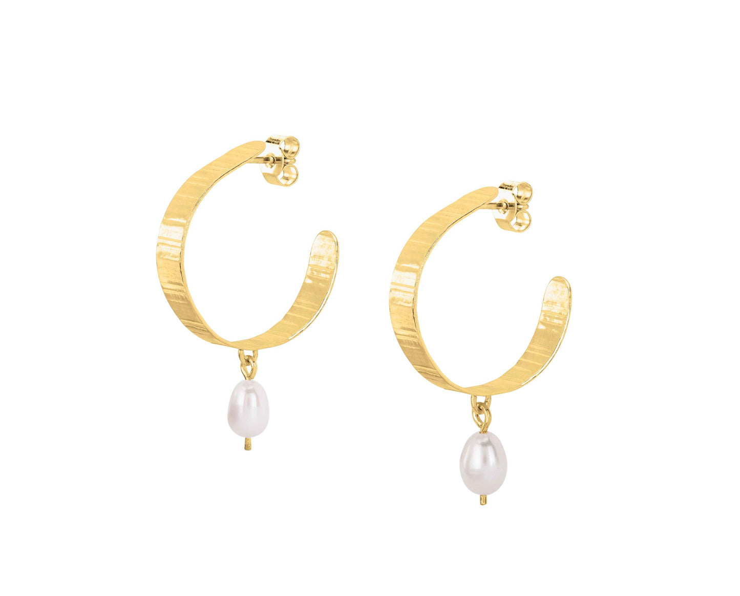 Olivia Taylor Inverse Pearl Hoops - Gold Vermeil