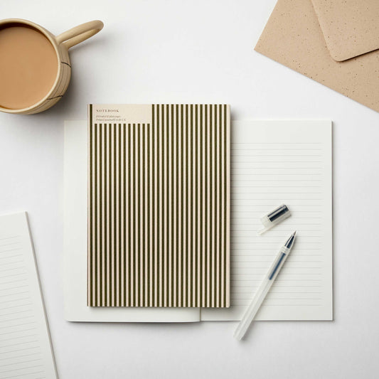 Kinshipped Thin Green Striped Notebook