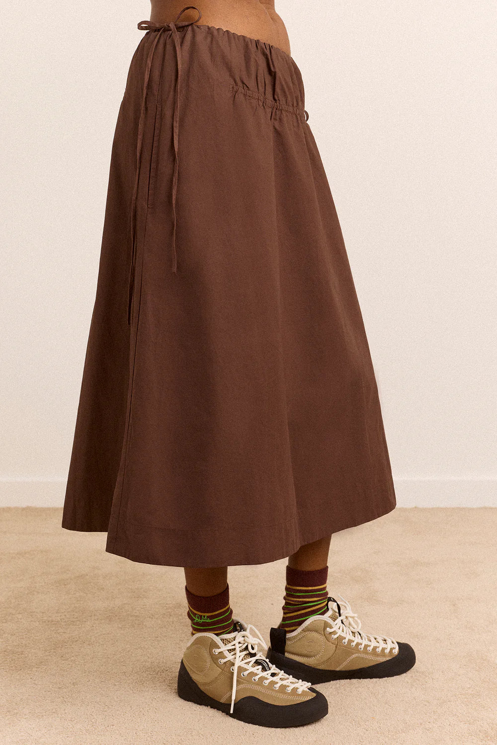 Damson Madder - Caspia Volume Midi Skirt, Choc