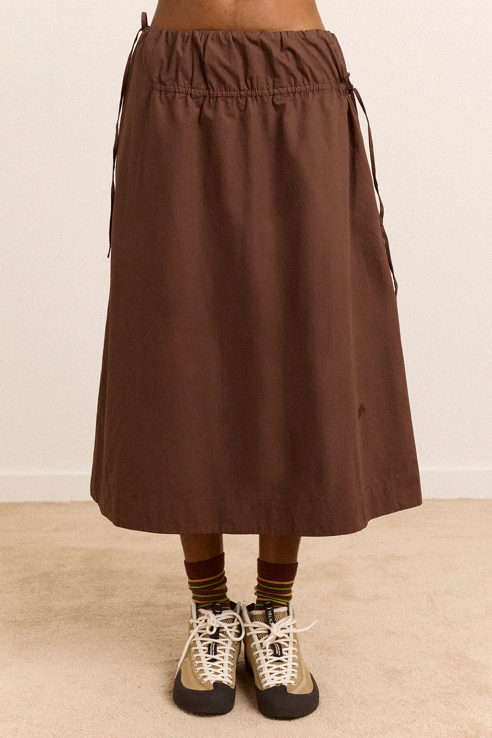 Damson Madder - Caspia Volume Midi Skirt, Choc