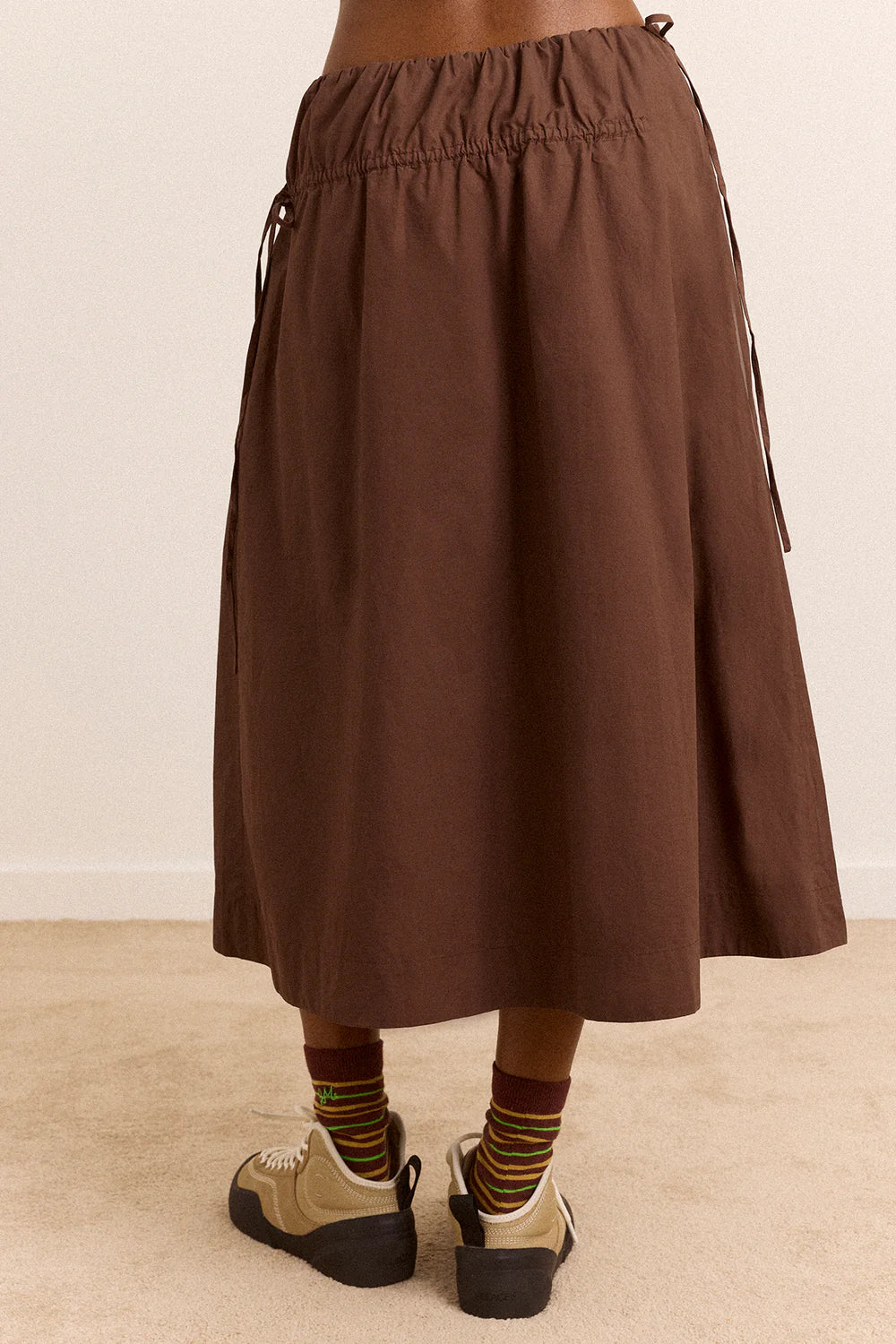 Damson Madder - Caspia Volume Midi Skirt, Choc