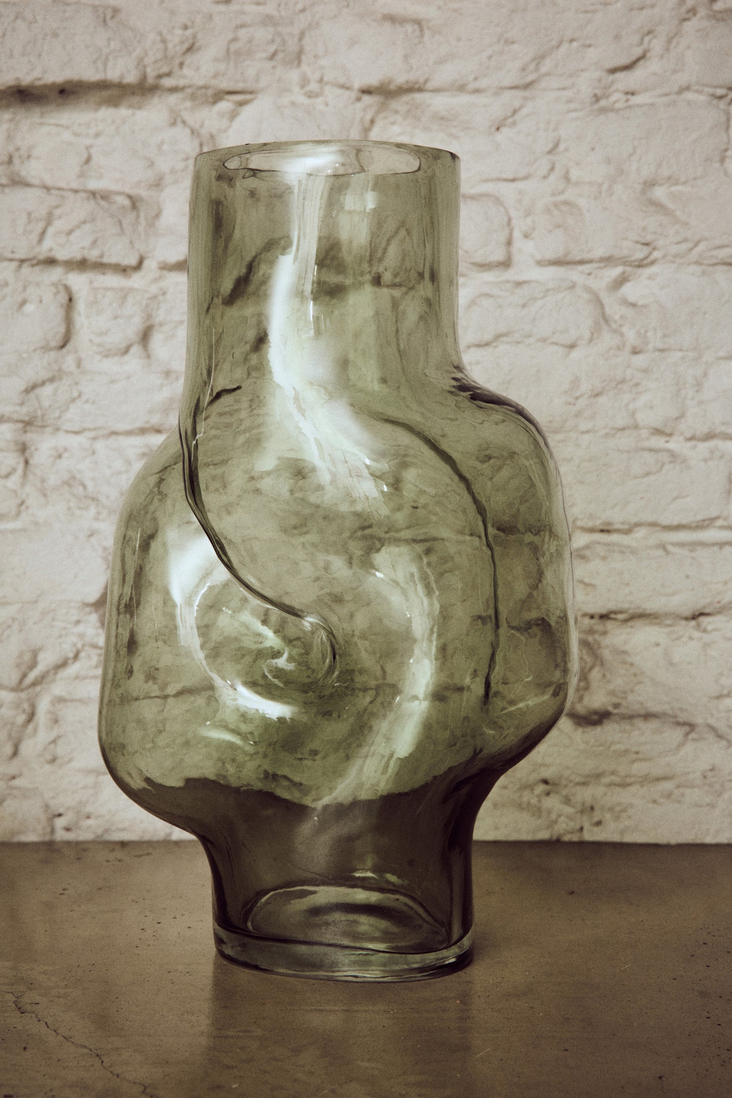 HKLIVING - Gleam Glass High Vase, Olive