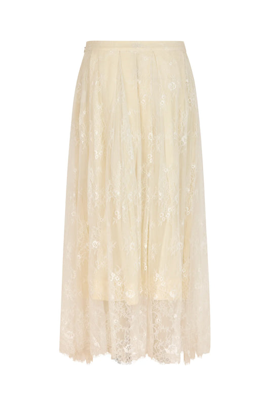 Rabens Saloner - Monette Laced Multi Layer Skirt, Off White