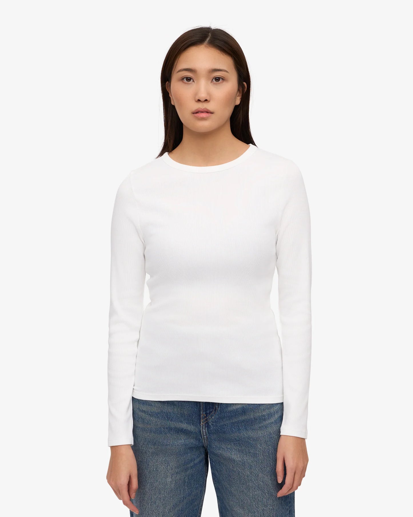 Colourful Standard - Organic Rib Long Sleeve Top, Optical White