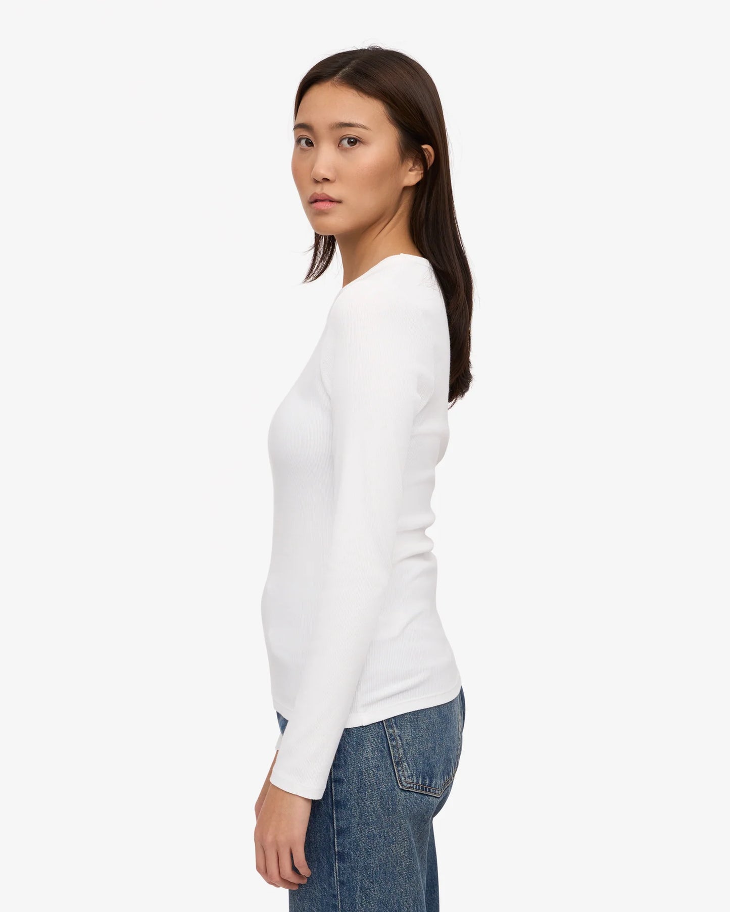 Colourful Standard - Organic Rib Long Sleeve Top, Optical White