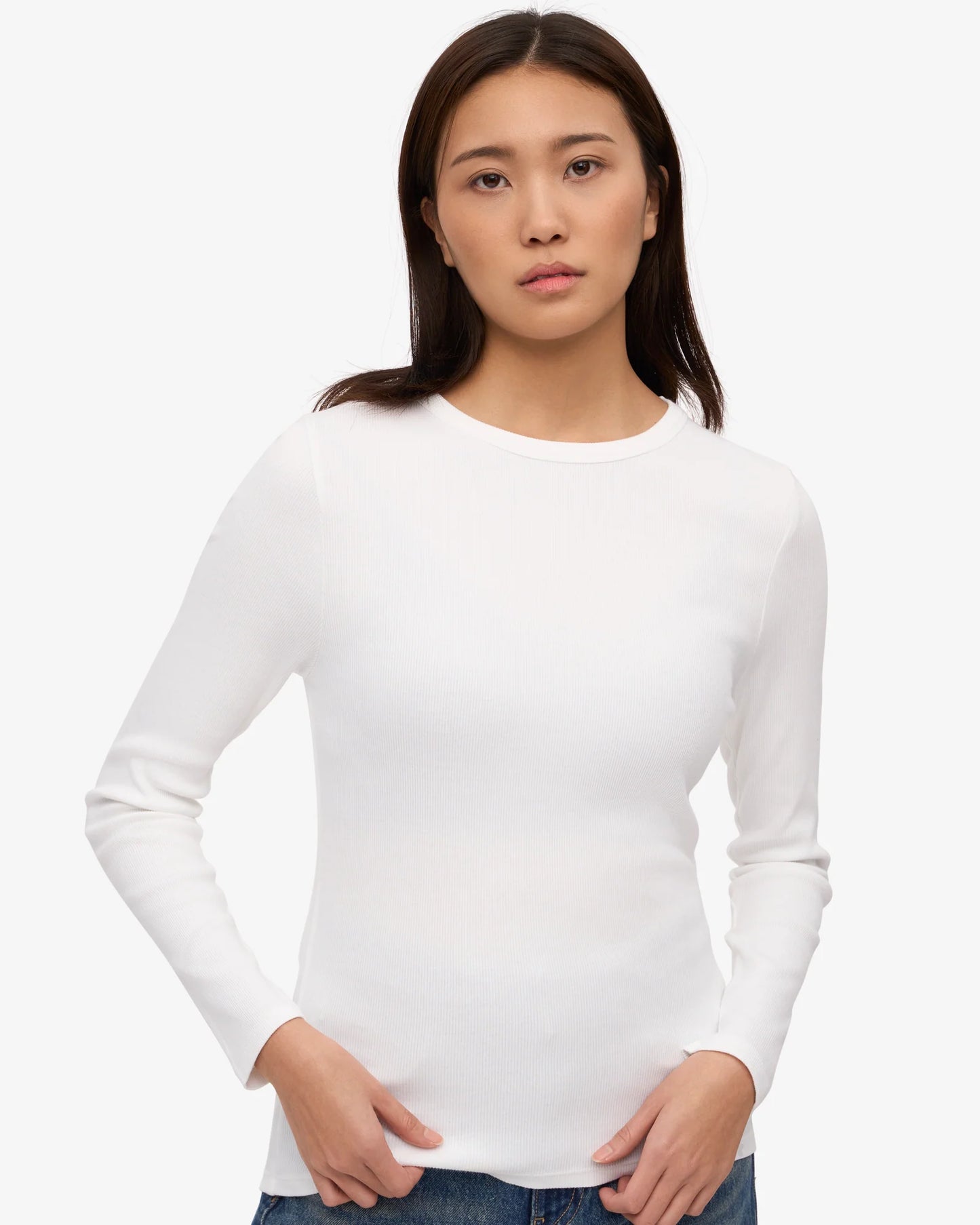 Colourful Standard - Organic Rib Long Sleeve Top, Optical White