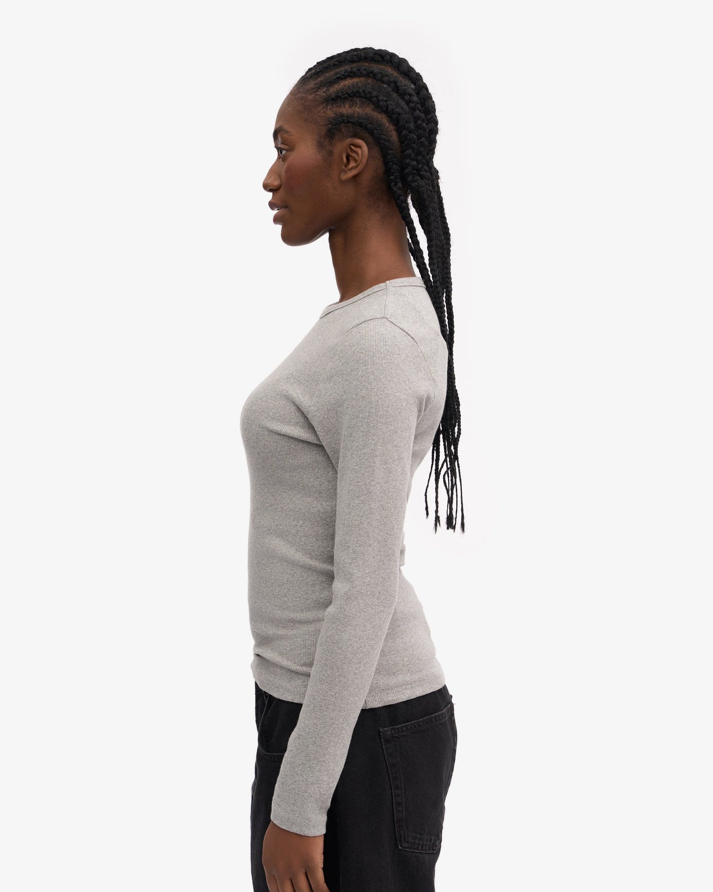 Colourful Standard - Organic Rib Long Sleeve Top, Heather Grey