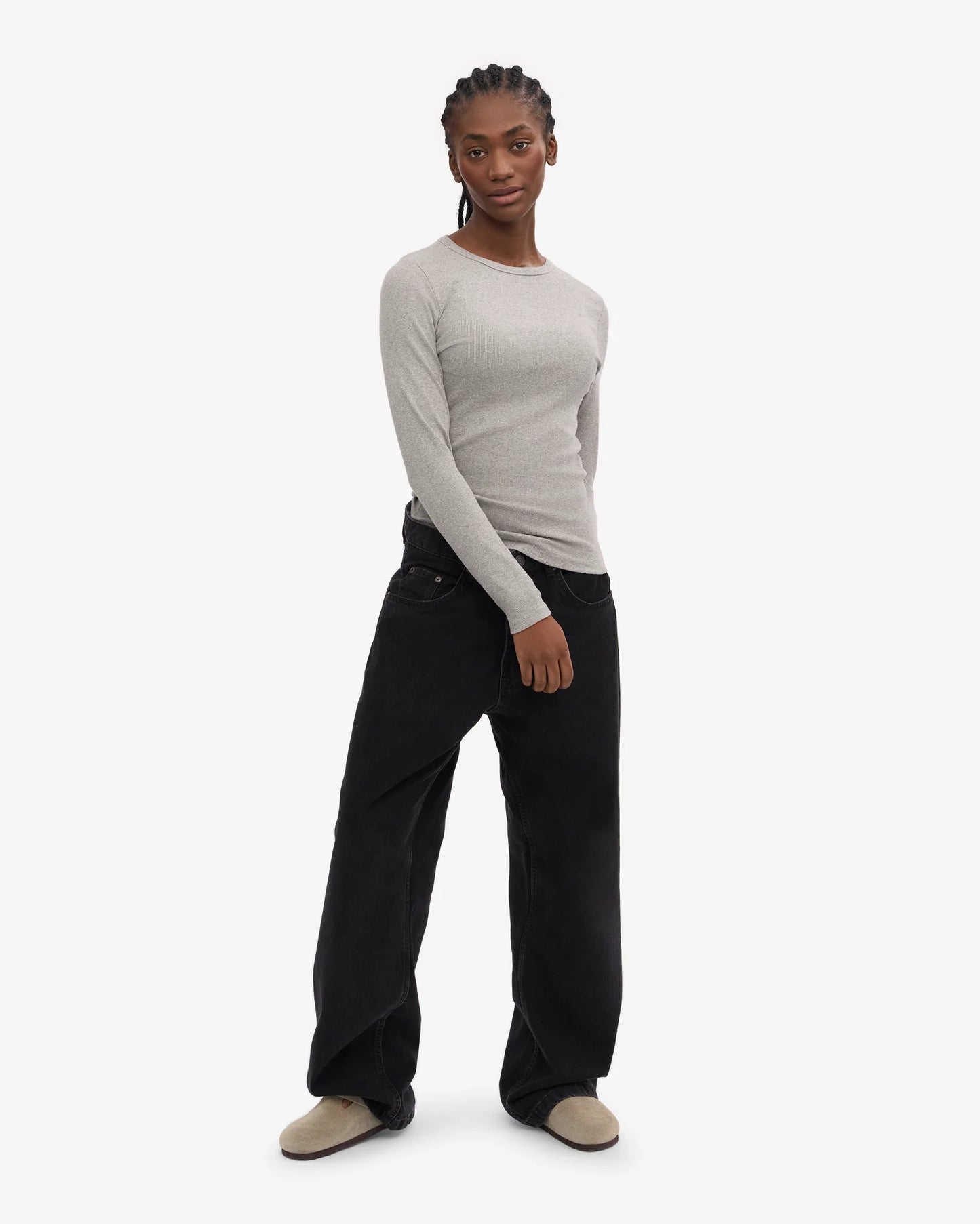 Colourful Standard - Organic Rib Long Sleeve Top, Heather Grey