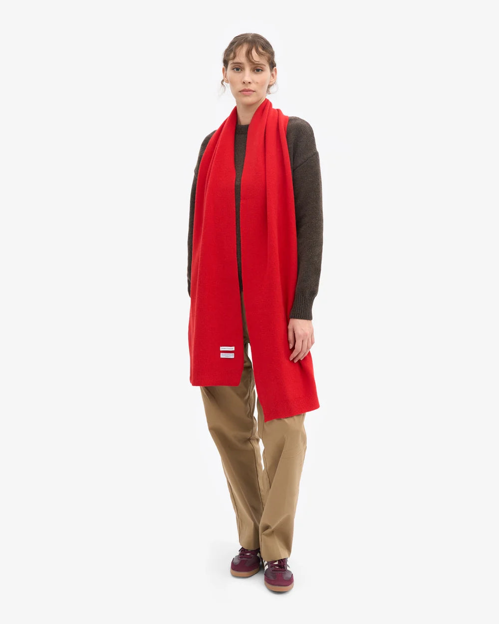 Colourful Standard - Merino Wool Scarf, Red Tangerine