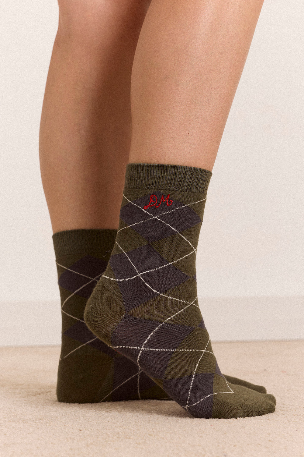 Damson Madder - 2 Pack Socks, Olive & Purple Argyle