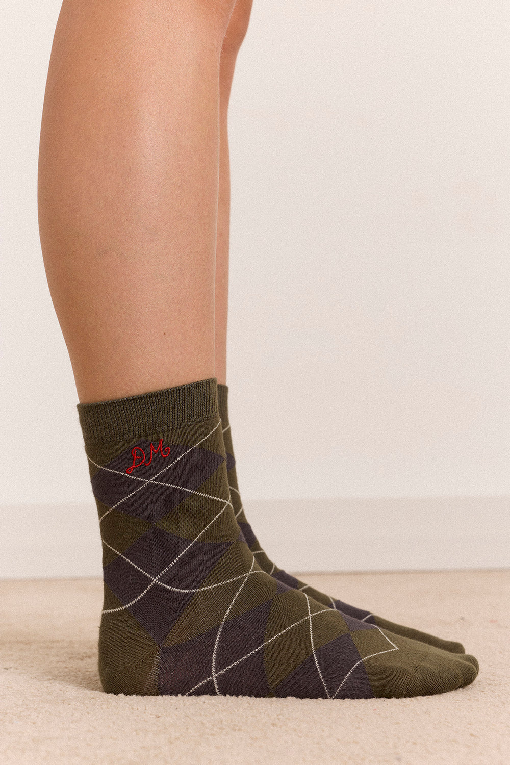 Damson Madder - 2 Pack Socks, Olive & Purple Argyle