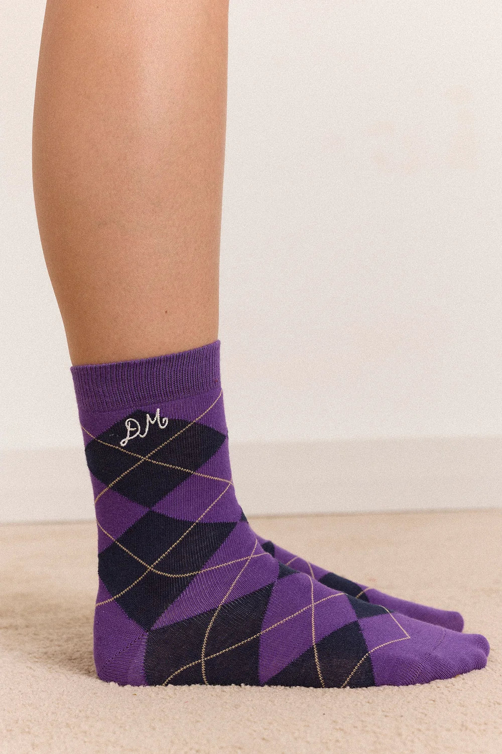 Damson Madder - 2 Pack Socks, Olive & Purple Argyle