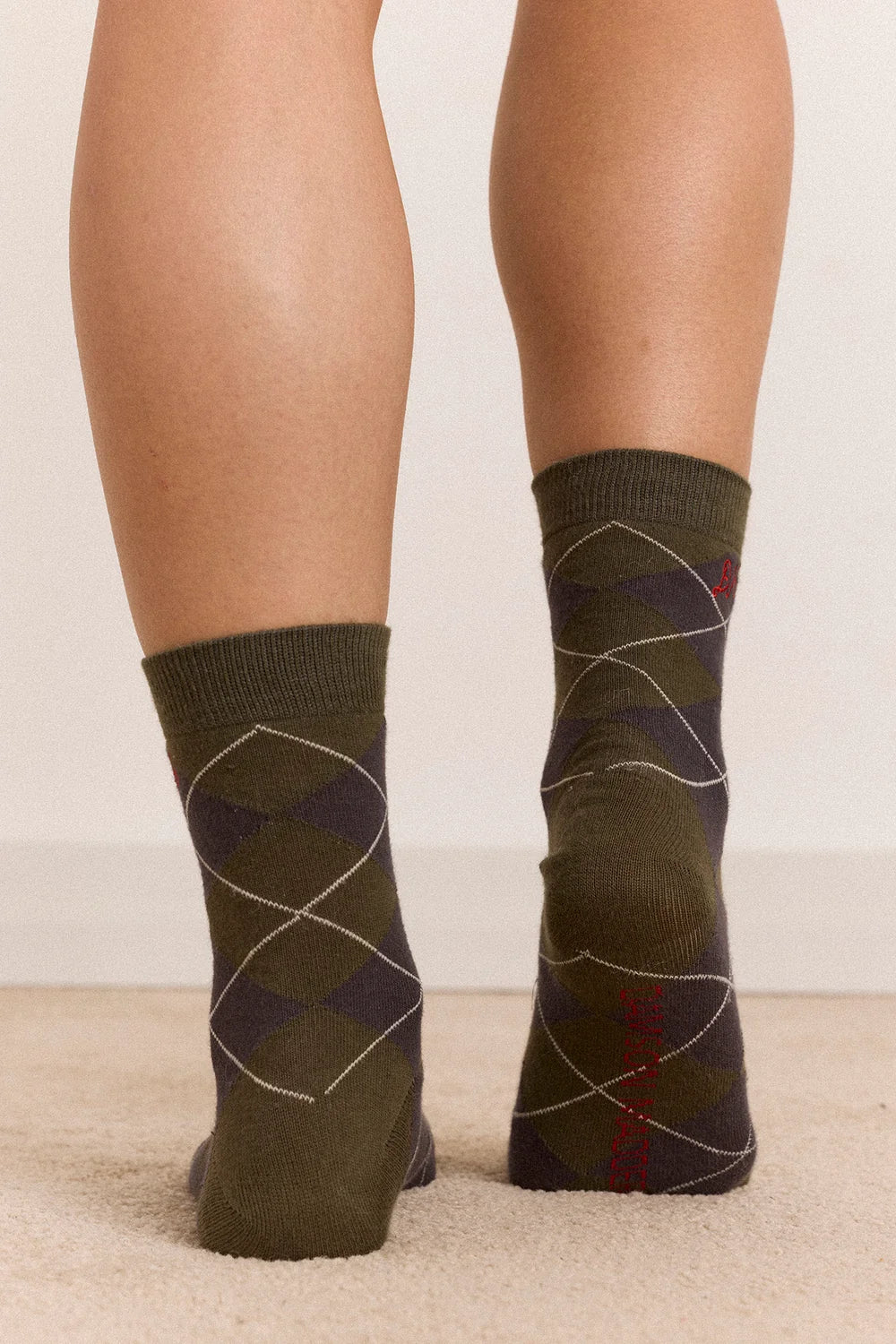 Damson Madder - 2 Pack Socks, Olive & Purple Argyle