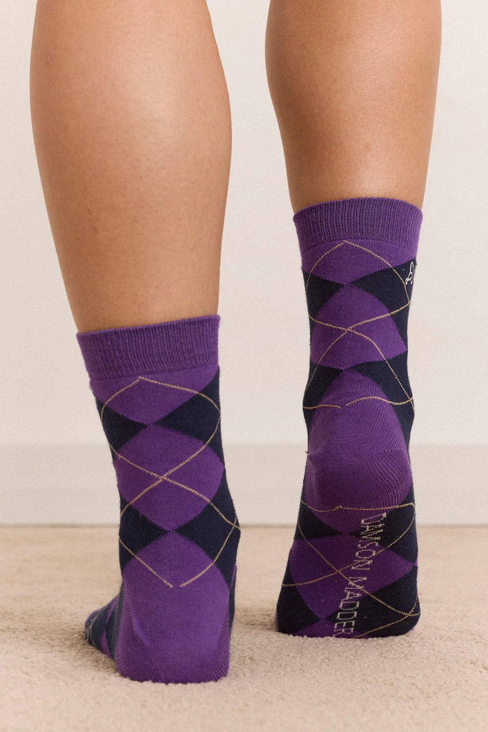 Damson Madder - 2 Pack Socks, Olive & Purple Argyle