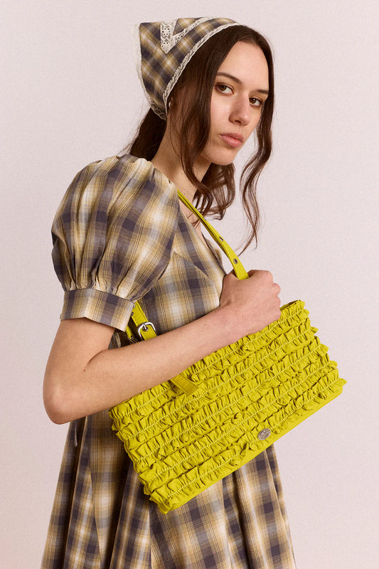 Damson Madder - Sophia Ruffle Bag, Chartreuse
