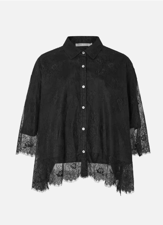 Rabens Saloner - Barbara Laced Multi Layer Shirt, Black