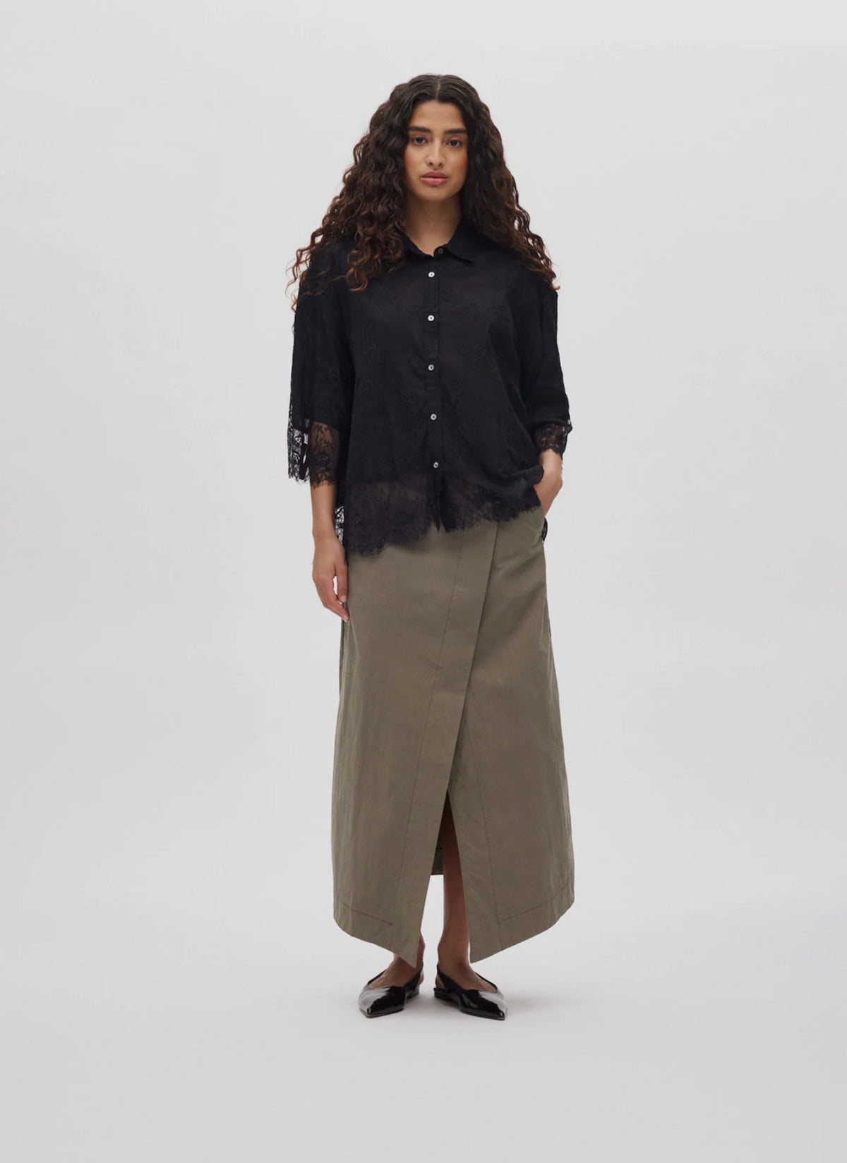 Rabens Saloner - Barbara Laced Multi Layer Shirt, Black