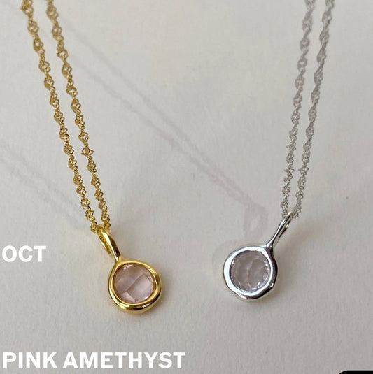 Lines and Current ‘Jord’ October Birthstone Necklace - Gold Plated