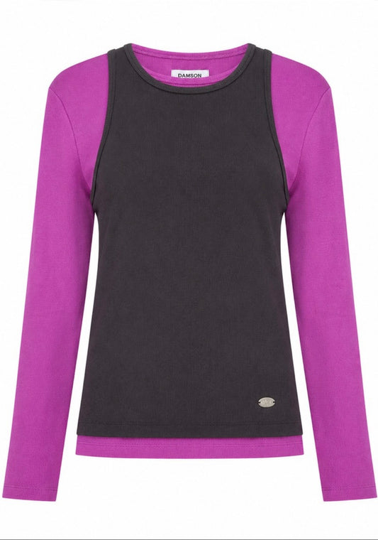 Damson Madder - Manon Layered LS Top, Choc/Magenta