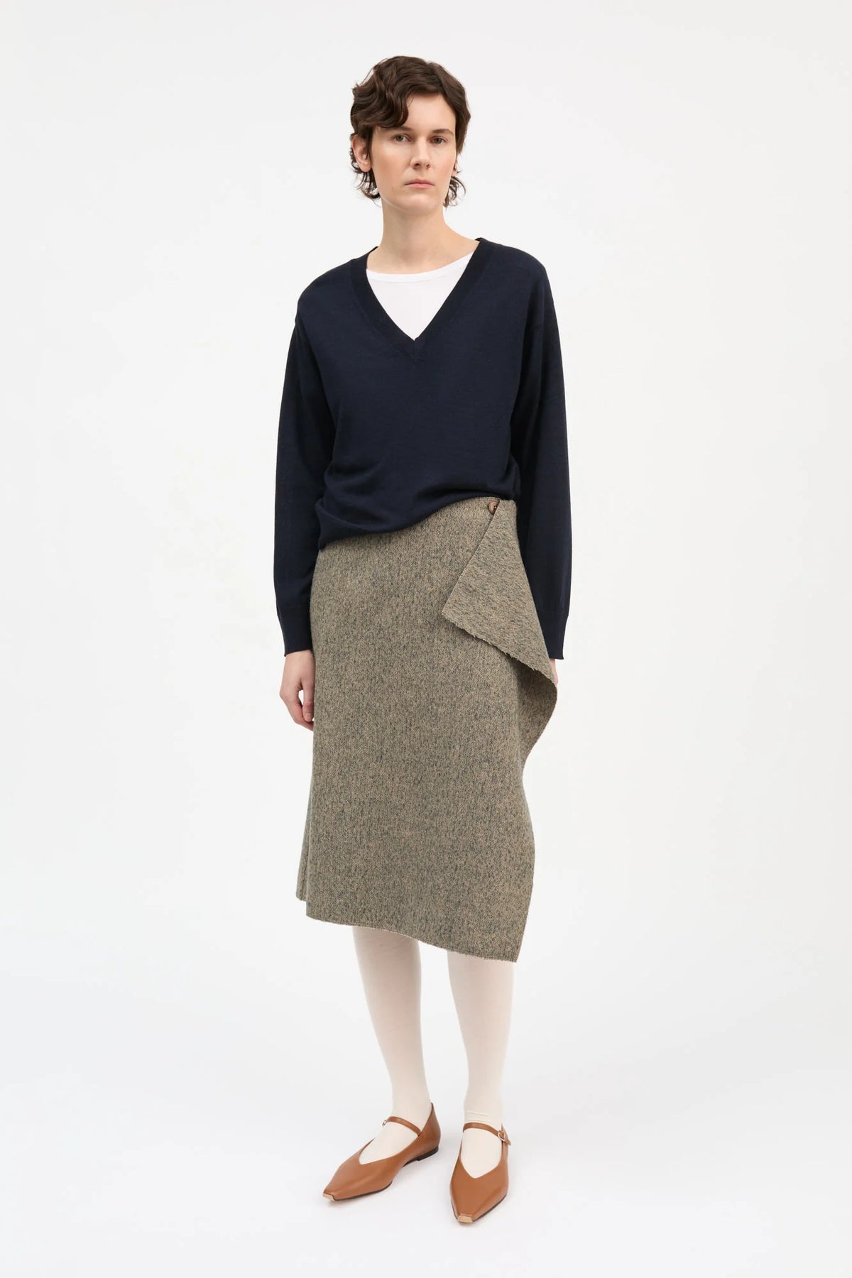 Skall Studio - Margaret Skirt, Brown/Grey Herringbone