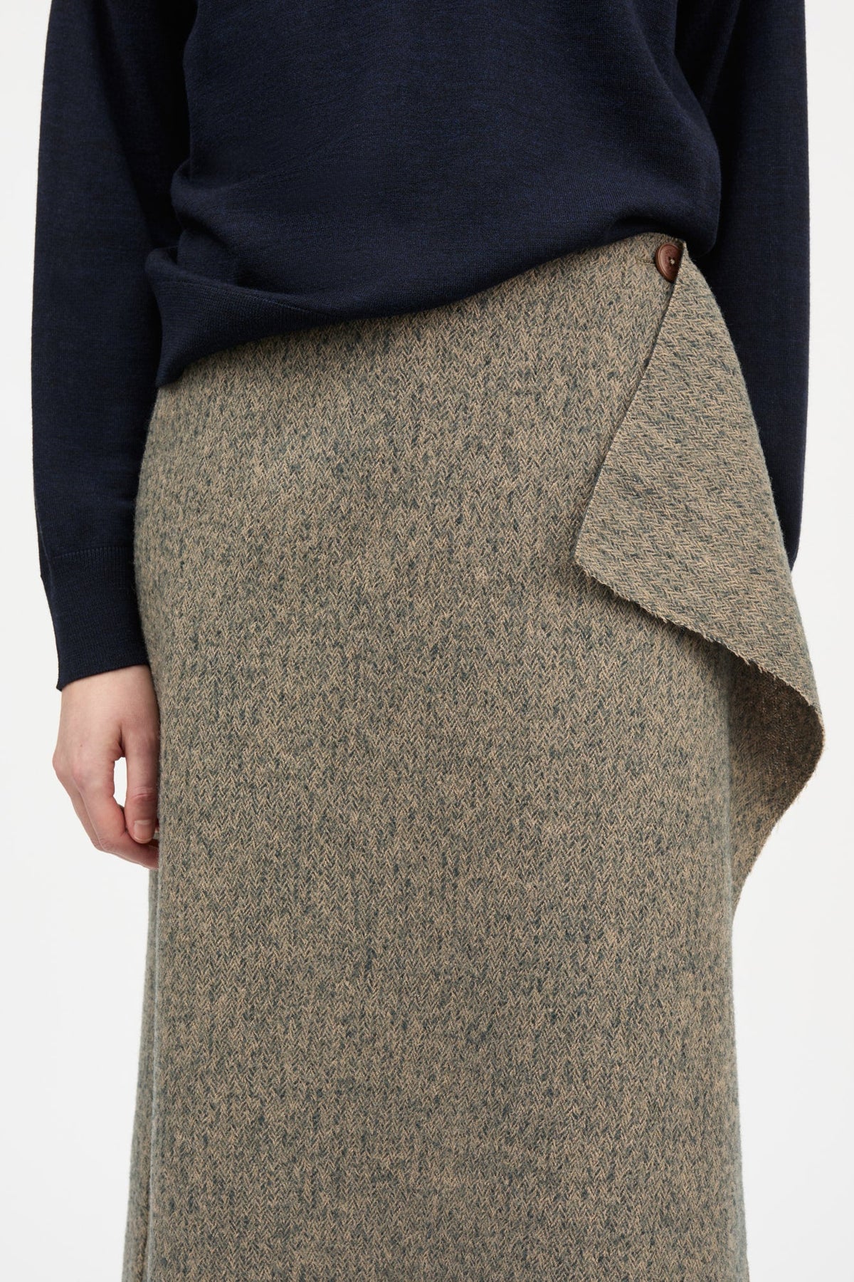Skall Studio - Margaret Skirt, Brown/Grey Herringbone