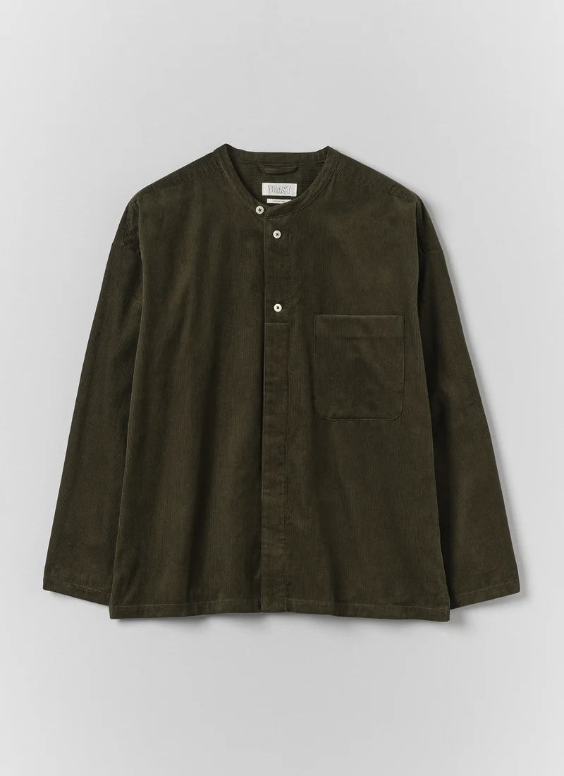 TOAST - Cord Grandad Collar Shirt, Tent Green
