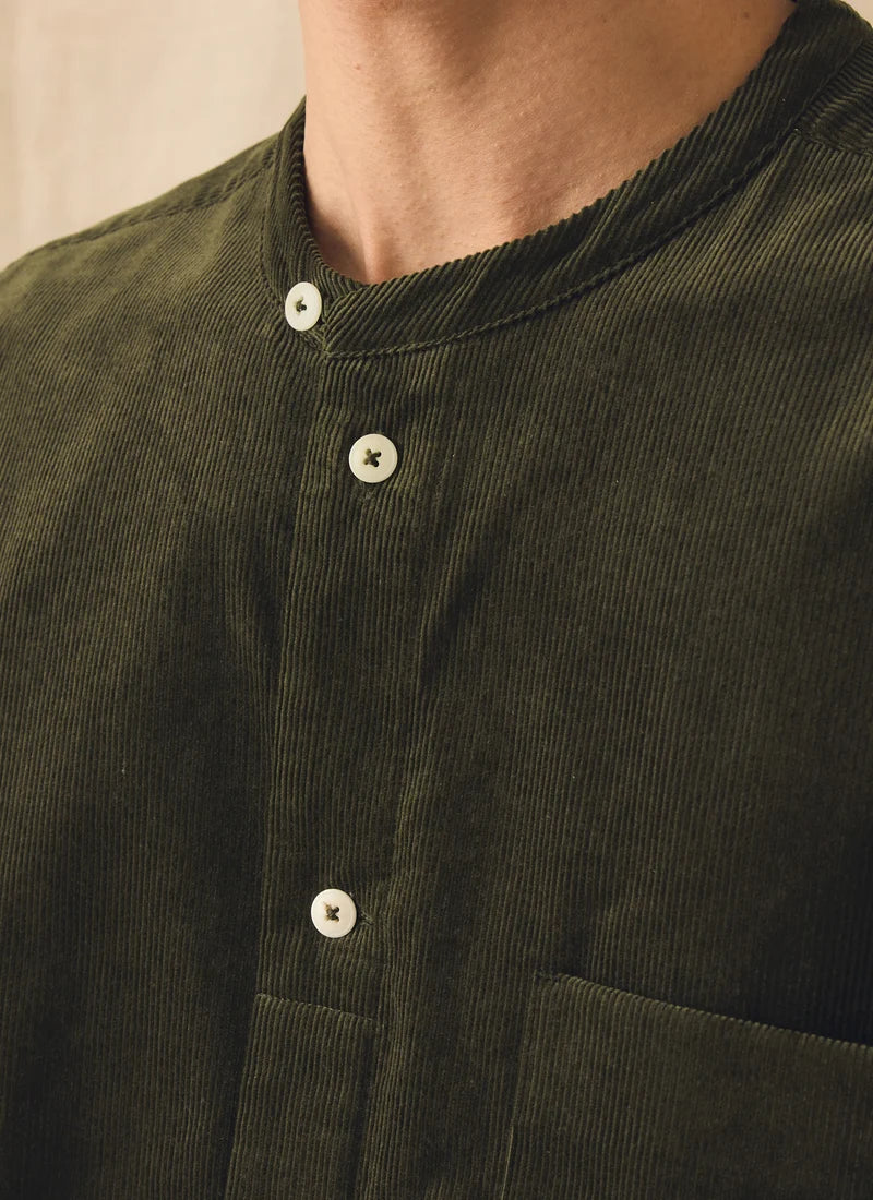 TOAST - Cord Grandad Collar Shirt, Tent Green