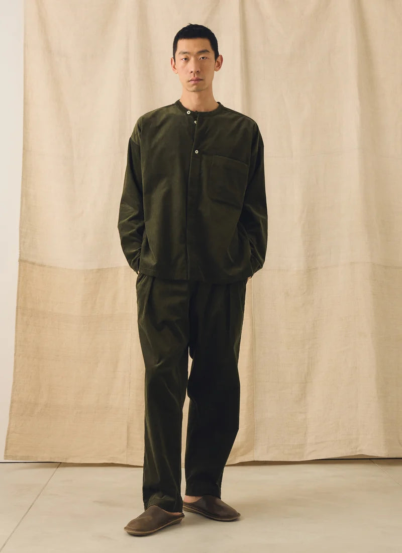 TOAST - Cord Grandad Collar Shirt, Tent Green