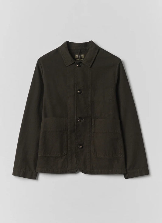 TOAST - Unstructured Overdyed Micro Houndstooth Jacket, Grey Olive