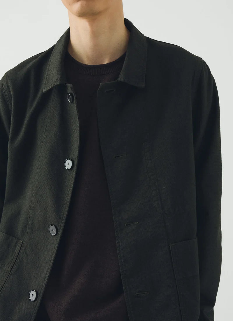 TOAST - Unstructured Overdyed Micro Houndstooth Jacket, Grey Olive