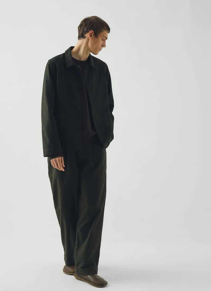 TOAST - Unstructured Overdyed Micro Houndstooth Jacket, Grey Olive