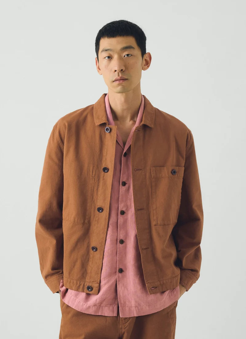 TOAST - Garment Dyed Cotton Short Jacket, Brown Anise