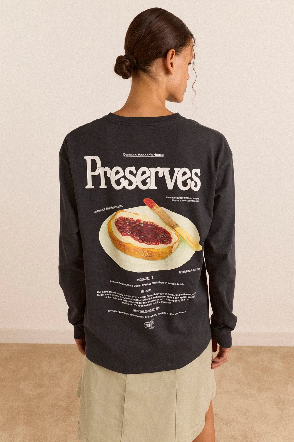 Damson Madder - House Preserves Long Sleeve Graphic Tee - Charcoal