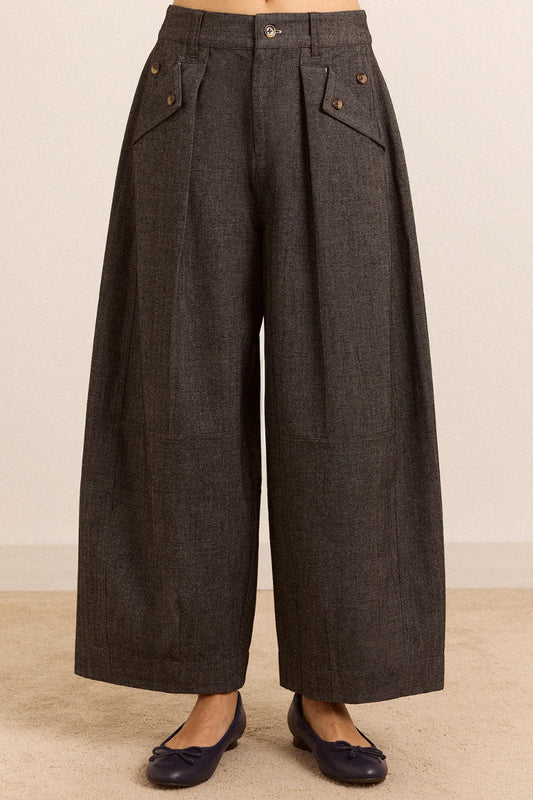 Damson Madder - Mara Trouser, Grey Herringbone