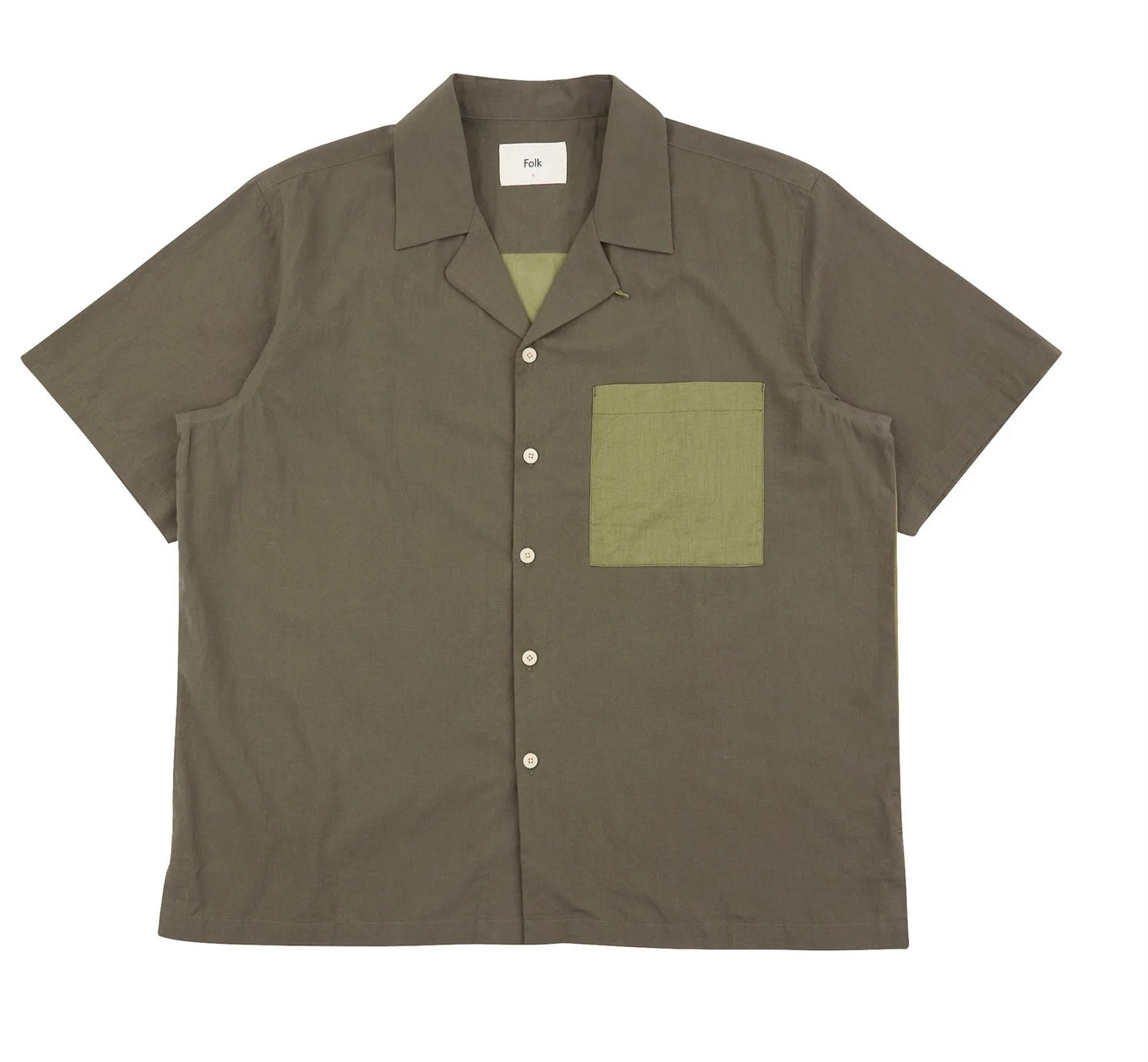 Folk - 2-Tone Soft Collar Shirt Olive
