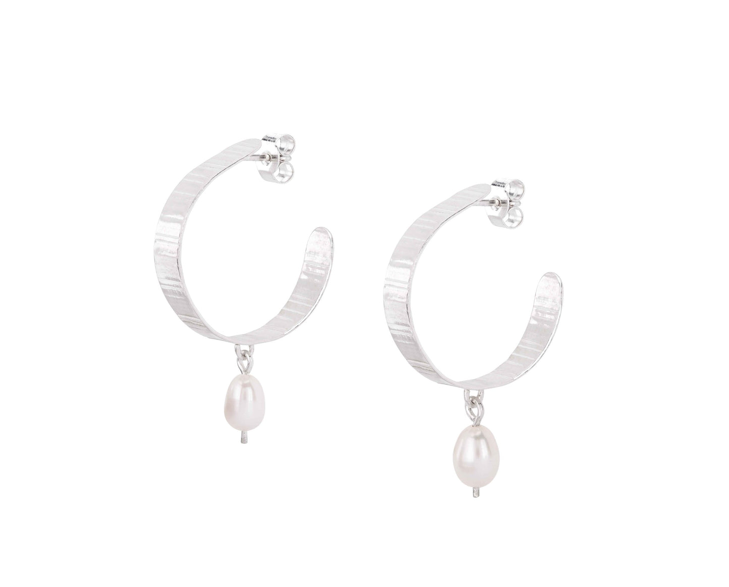Olivia Taylor Inverse Pearl Hoops - Recycled Silver