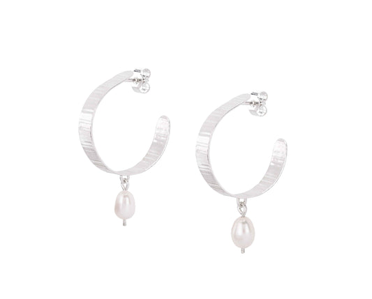 Olivia Taylor Inverse Pearl Hoops - Recycled Silver