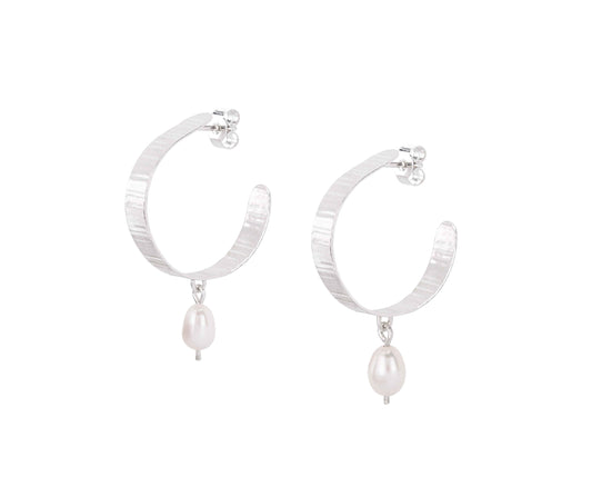 Olivia Taylor Mini Inverse Pearl Hoops - Recycled Silver