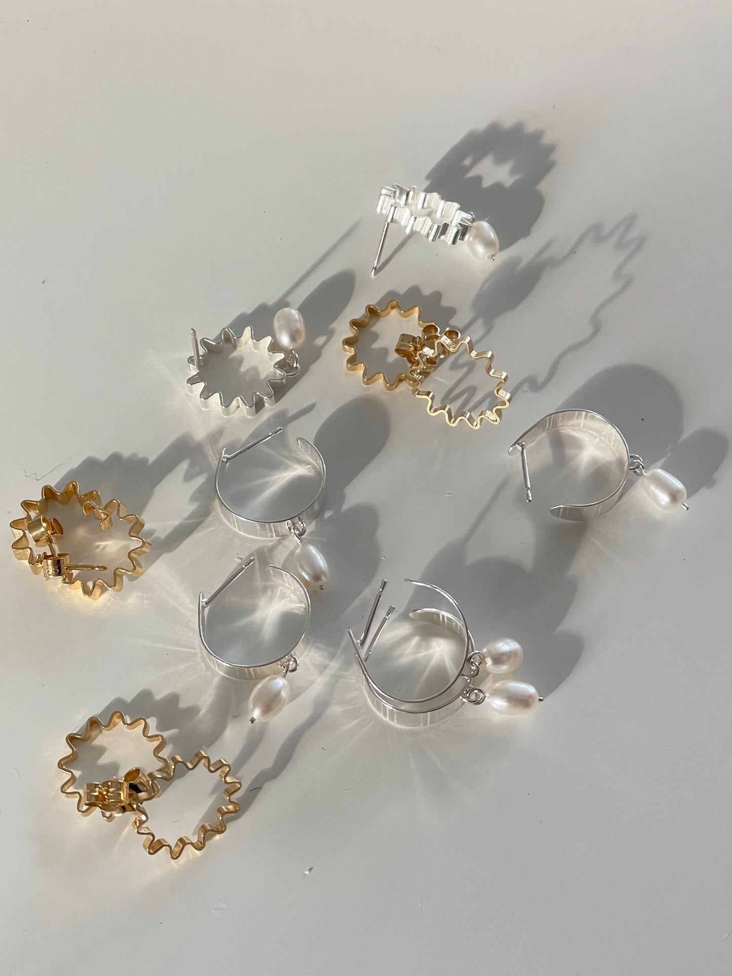 Olivia Taylor Mini Inverse Pearl Hoops - Gold