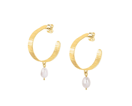 Olivia Taylor Mini Inverse Pearl Hoops - Gold