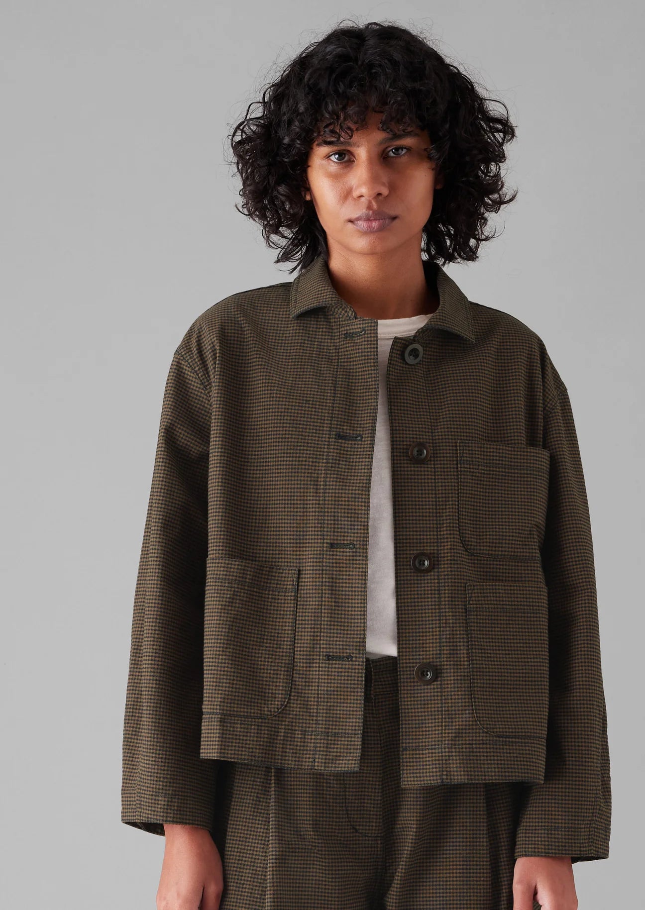 TOAST - Birch Gingham Cotton Jacket - Burnt Umber