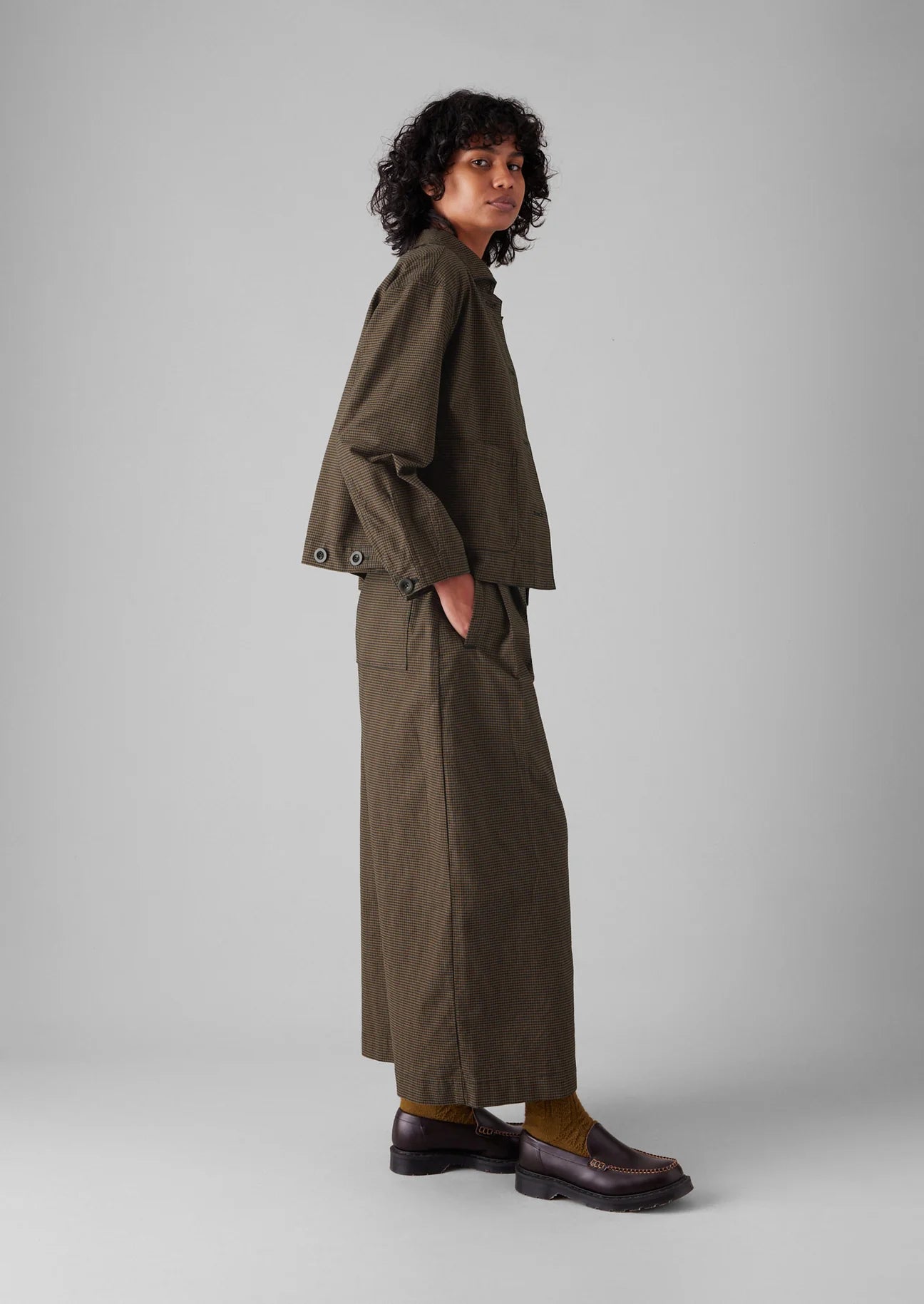 TOAST - Birch Gingham Cotton Jacket - Burnt Umber