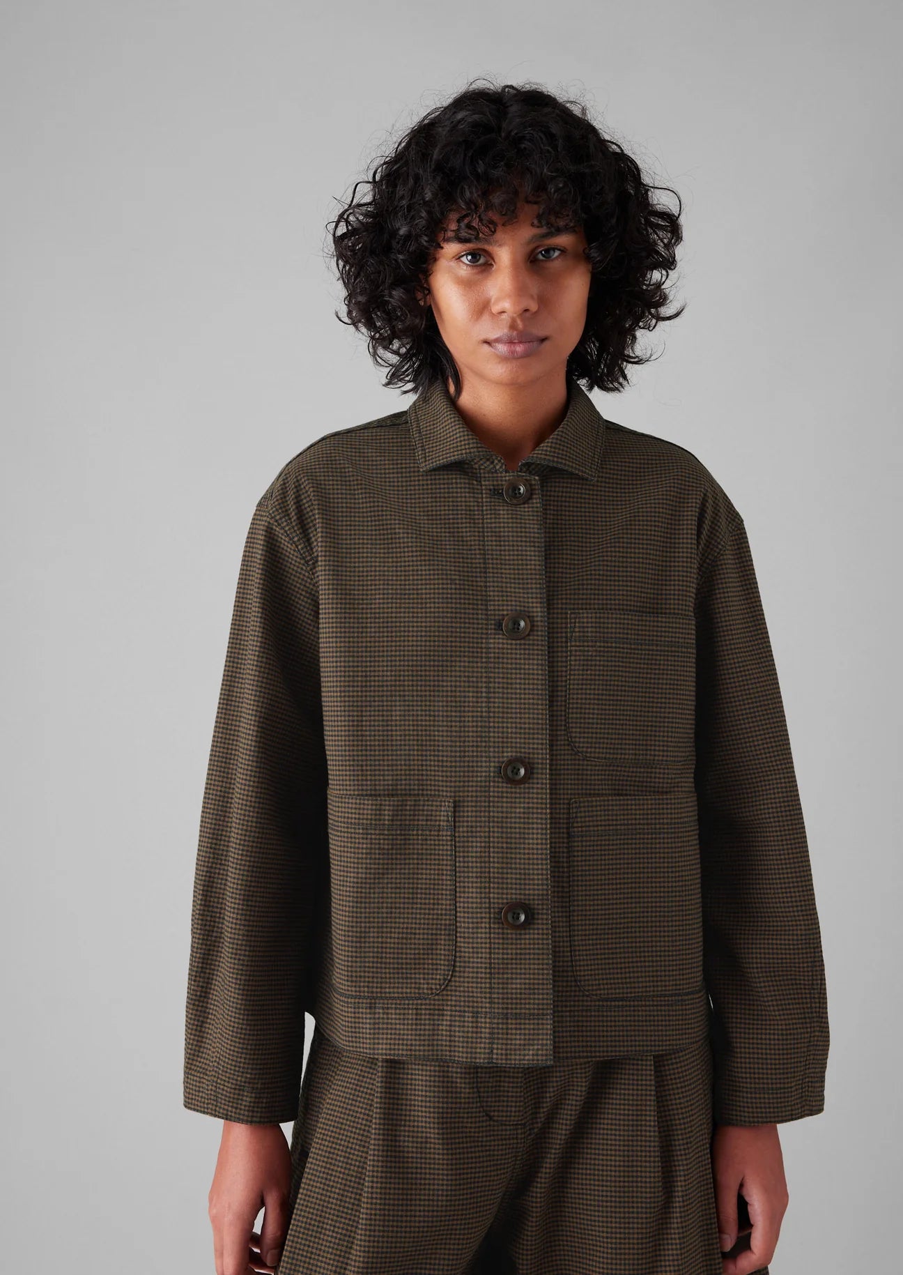TOAST - Birch Gingham Cotton Jacket - Burnt Umber