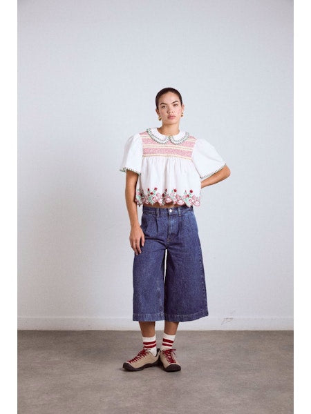 Damson Madder - Andy Blouse - White / Red