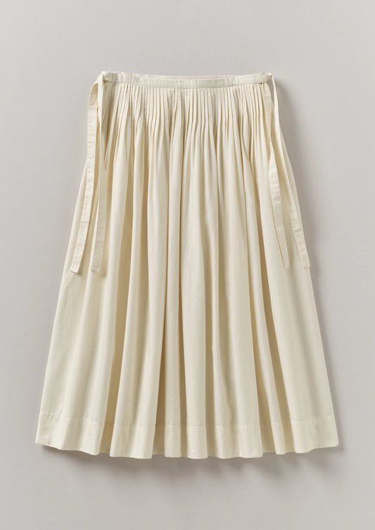 TOAST - Pleated Cotton Linen Skirt - Ecru