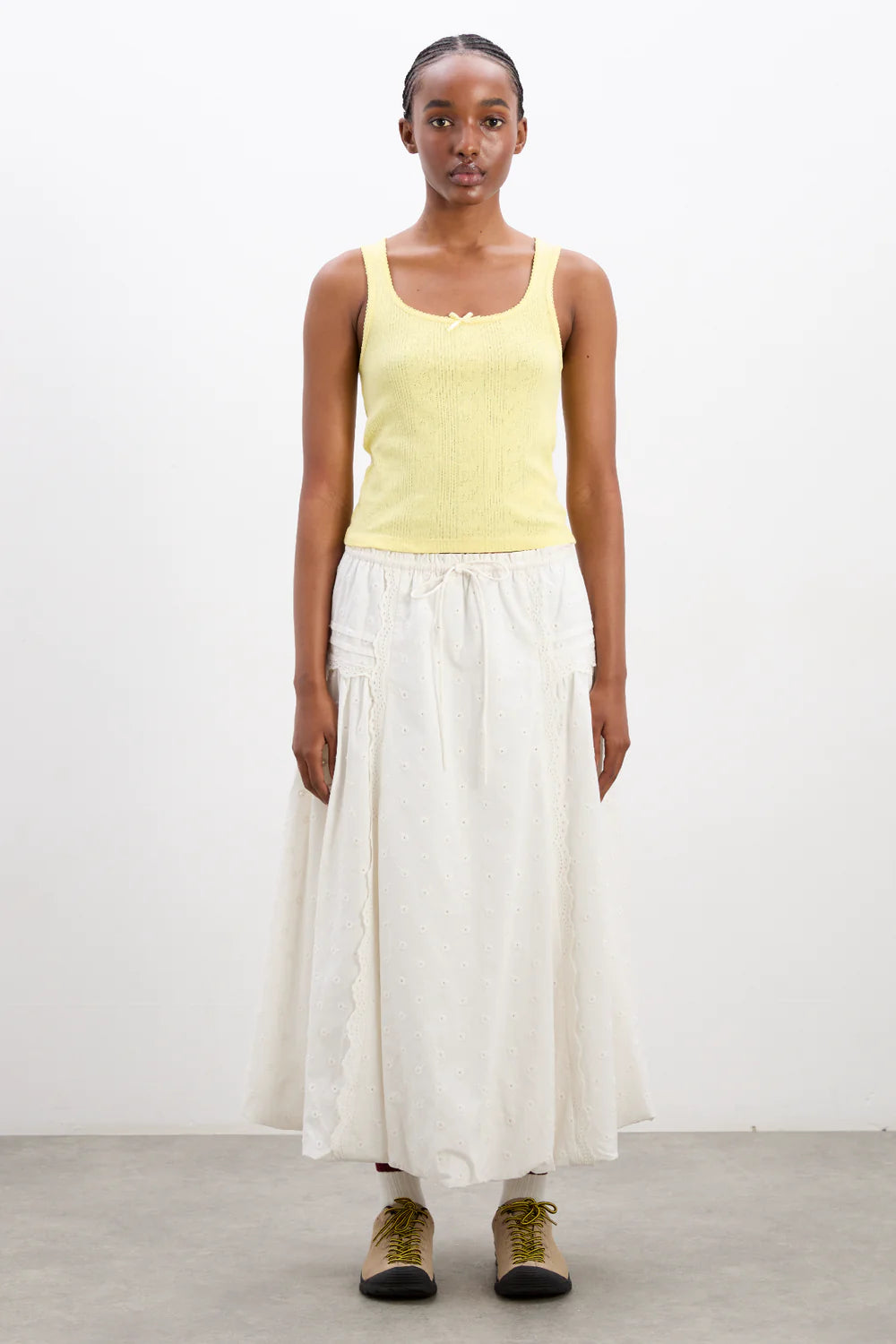 Damson Madder - Agatha Puff Midi Skirt - White