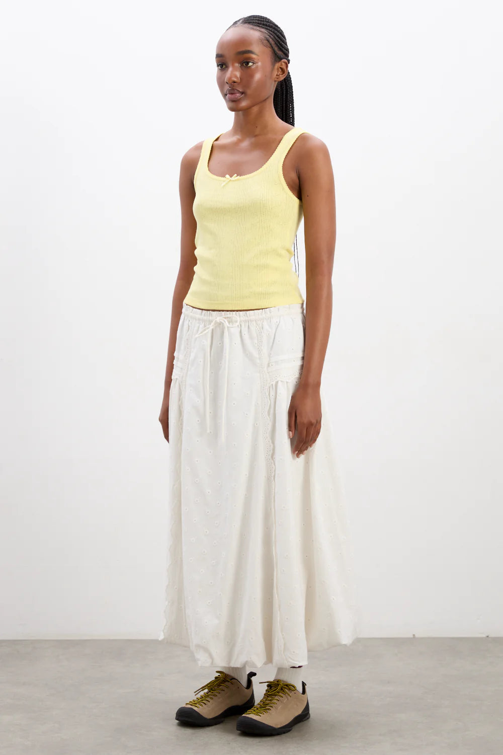Damson Madder - Agatha Puff Midi Skirt - White
